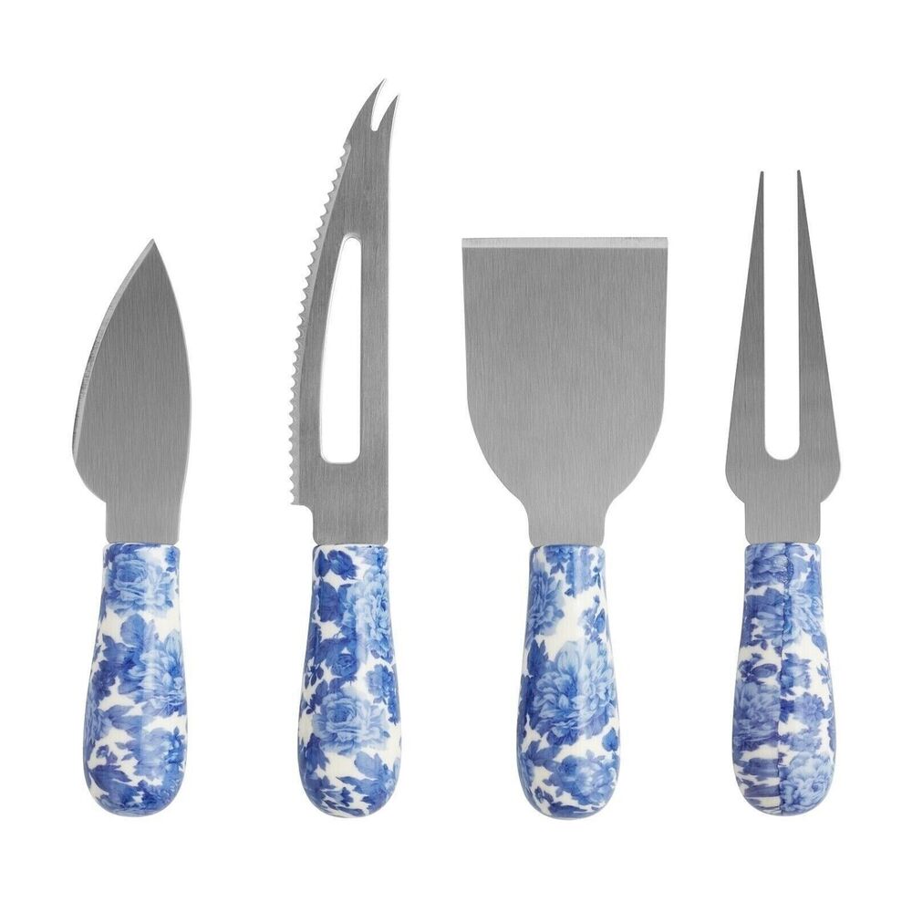 Pioneer Woman Heritage Floral Cheese Knife and Fork Set 4-pc Blue White Gift NEW